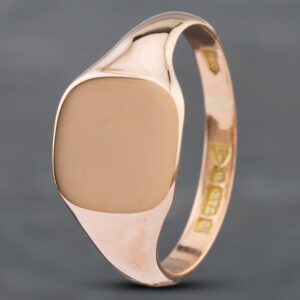 Pre-Owned Vintage 9ct Rose Gold Plain Cushion Shape Signet Ring 41102104