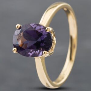 Pre-Owned 9ct Yellow Gold Amethyst Oval Dress Ring 41102358