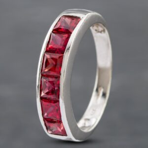 Pre-Owned 9ct White Gold Topaz Half Eternity Ring 41102363
