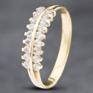 Pre-Owned 9ct Yellow Gold Cubic Zirconia Two Row Ring 41102471