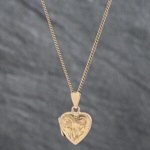 Pre-Owned Vintage 9ct Yellow Gold Pendant & 18 Inch Curb Chain 41142067