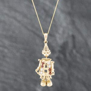 Pre-Owned 9ct Yellow Gold Clown Pendant & 18 Inch Curb Chain 41142146