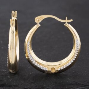 Pre-Owned Two Colour Gold 19.3mm Patterned Hoop Earrings 41172478
