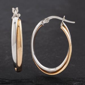 Pre-Owned Two Colour Gold 27mm Creole Earrings 41172485