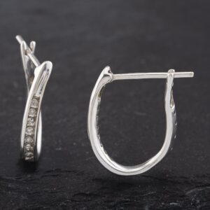 Pre-Owned 9ct White Gold 15.5mm Creole Earrings 41172488