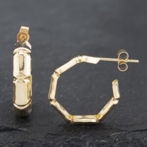 Pre-Owned Yellow Gold 17.8mm Bamboo Trend Hoop Earrings 41172495