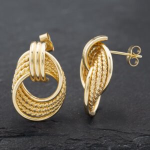 Pre-Owned 9ct Yellow Gold 20.6mm Rope And Covered Design Stud Earrings 41172504