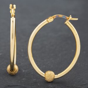 Pre-Owned Yellow Gold 30mm Oval Undeniable Frosted Balls Creole Earrings 41172542