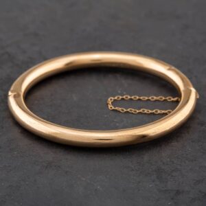 Pre-Owned Vintage 9ct Yellow Gold Plain Oval Standard Hinged Bangle 41211047