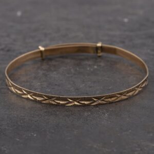 Pre-Owned Vintage 9ct Yellow Gold Engraved Medium Expandable Bangle 41211214