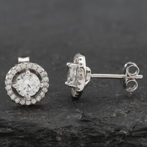 Pre-Owned Silver Cubic Zirconia Pendant & Earring 16 Inch Jewellery Set 41251394