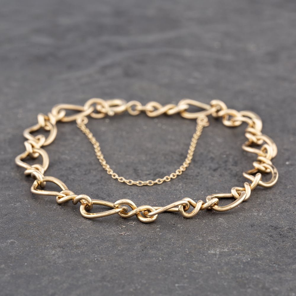 Pre-Owned 9ct Yellow Gold Fancy 7.25 Inch Curb Chain Bracelet 41281263