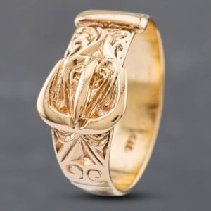 Pre-Owned 9ct Yellow Gold Engraved Buckle Ring 41341521