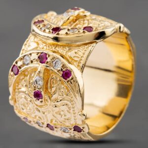Pre-Owned 9ct Yellow Gold Cubic Zirconia Double Buckle Ring 41341553