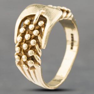 Pre-Owned 9ct Yellow Gold Three Row Keep Style Buckle Ring 41341646