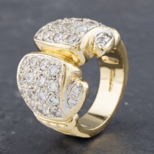 Pre-Owned 9ct Yellow Gold Cubic Zirconia Boxing Gloves Signet Ring 41341660