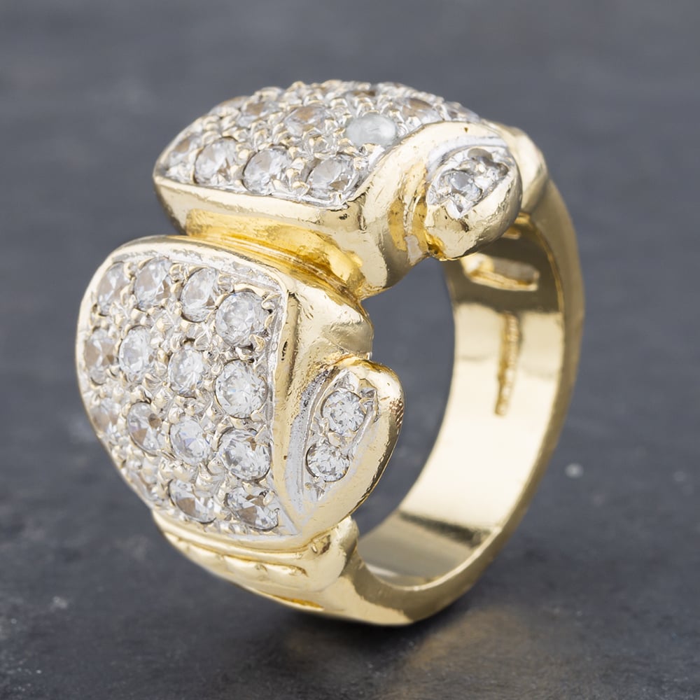 Pre-Owned 9ct Yellow Gold Cubic Zirconia Boxing Gloves Signet Ring 41341660