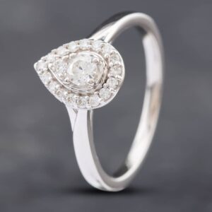 Pre-Owned 9ct White Gold 0.36ct Brilliant Cut Pear Shape Cluster Ring 41381957