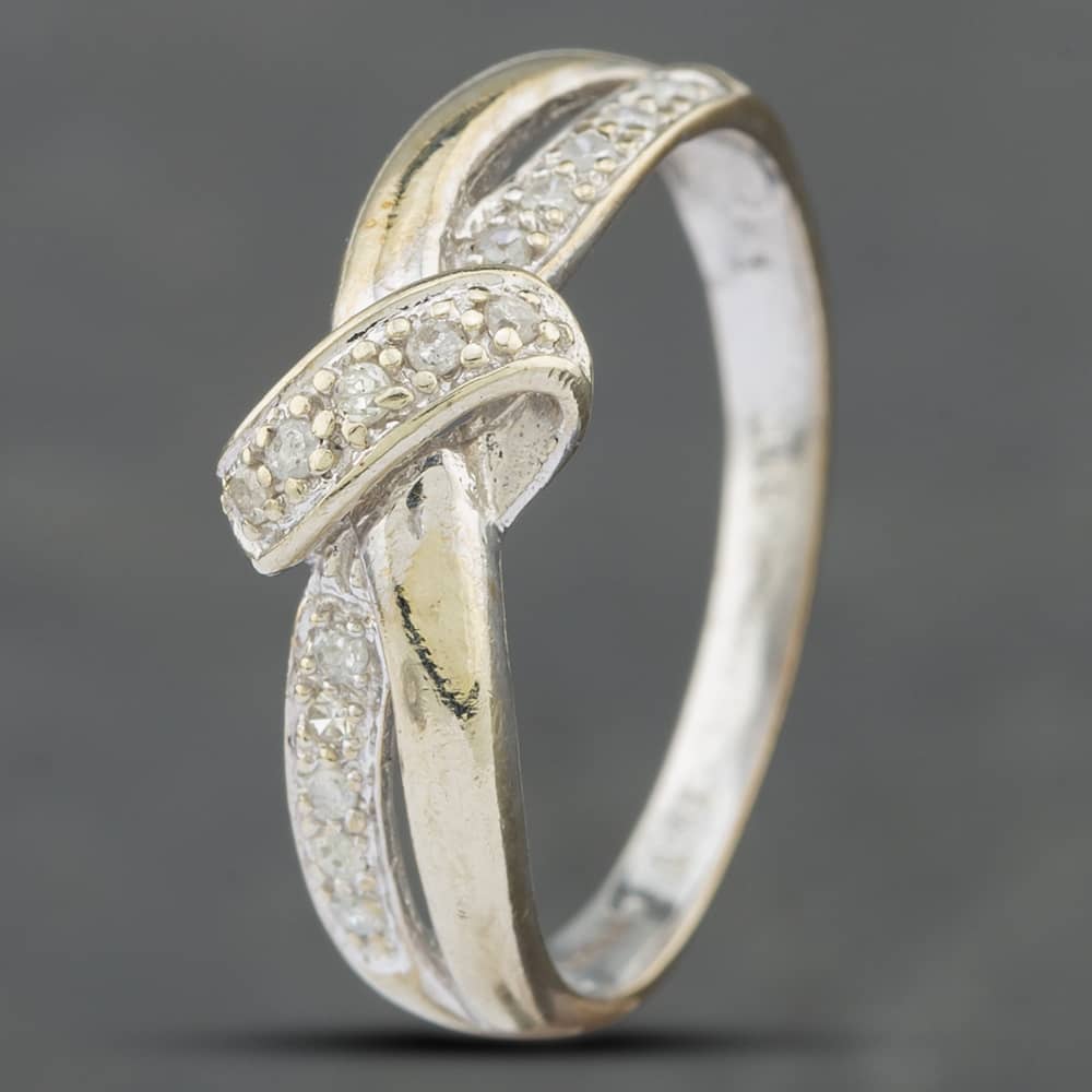 Pre-Owned 9ct White Gold Diamond Crossover Ring 41382175