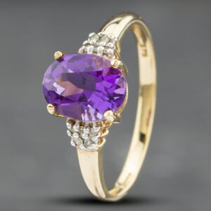 Pre-Owned 9ct Yellow Gold Amethyst Dress Ring 41382208