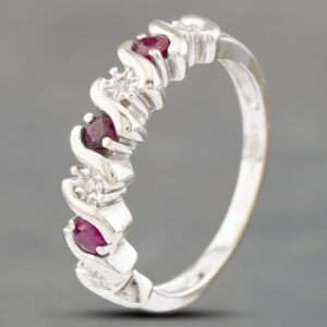 Pre-Owned 9ct White Gold Ruby & Diamond Half Eternity Ring 41382444