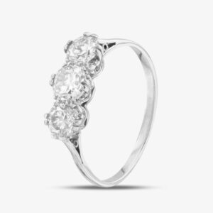 Pre-Owned Vintage Platinum 0.95ct Brilliant Cut Three Stone Ring 41481586