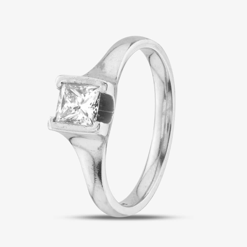 Pre-Owned Platinum Certificated 0.60ct Brilliant Cut Diamond Square Modified Solitaire Ring 41481588