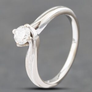 Pre-Owned 18ct White Gold 0.33ct Brilliant Cut Diamond Twist Solitaire Ring 41481685