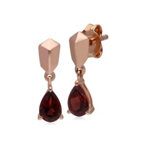 Micro Statement Garnet Earrings in Rose Gold Plated Silver