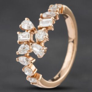 Pre-Owned 18ct Yellow Gold Diamond Multi Cut Cross Over Dress Ring 4312364