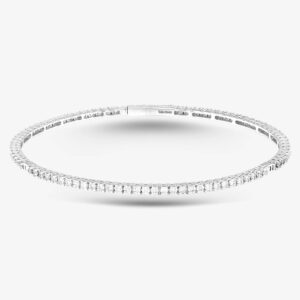 Pre-Owned 18ct White Gold 1.50ct Brilliant Cut Diamond 19cm Hinged Bangle 43211004