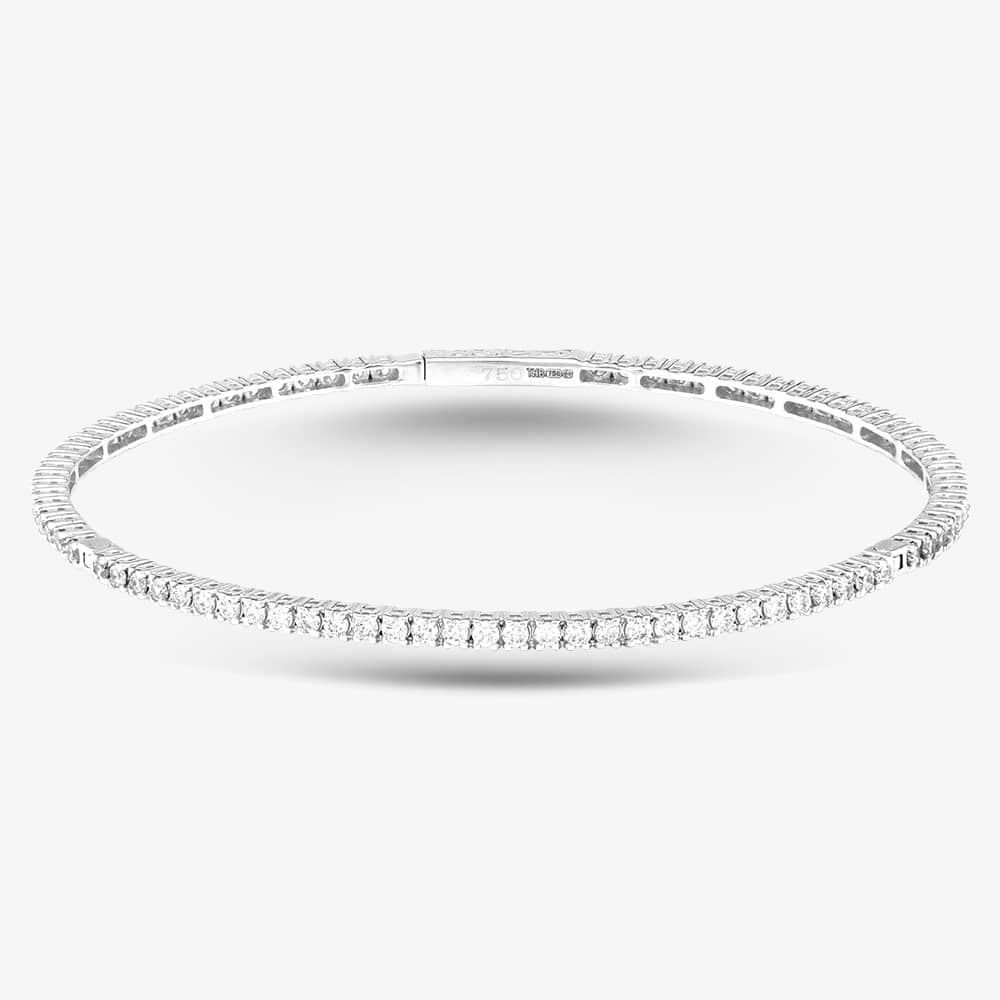 Pre-Owned 18ct White Gold 1.50ct Brilliant Cut Diamond 19cm Hinged Bangle 43211004