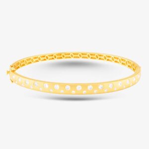 Pre-Owned 14ct Yellow Gold Brilliant Cut Diamond Frosted Finish 19cm Hinged Bangle 43211010