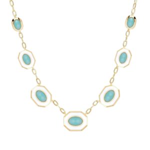 Siberian Waltz White Enamel & Amazonite Choker Necklace in Gold Plated Sterling Silver