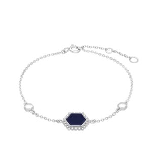 Lapis Lazuli Flat Slice Hex Bracelet in Sterling Silver