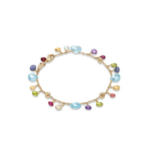 Marco Bicego Paradise Charms Multi 18ct Yellow Gold Gemstone Bracelet 18.5cm BB2584 MIX01T Y 02