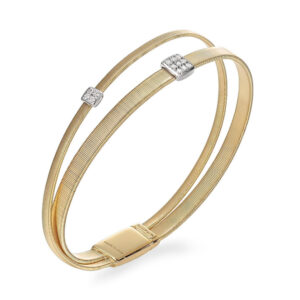 Marco Bicego 18ct Yellow Gold Masai 0.10ct Diamond Crossover Bangle BG732 B YW M5