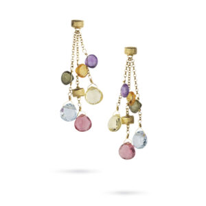 Marco Bicego Paradise 18ct Yellow Gold 3 Strand Engraved Combined Stone Earrings OB915 MIX01 E