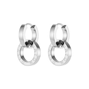 Olivia Burton Classic Honeycomb Toggle Silver Tone Hoop Earrings 24100274
