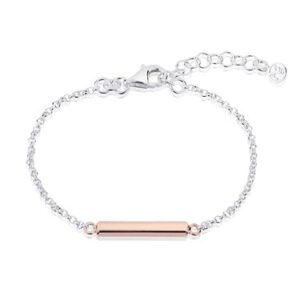 Argento Recycled Silver + Rose Gold Bar Bracelet – 20cm