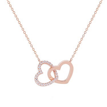 Argento Rose Gold Interlocking Hearts Necklace - Adjustable