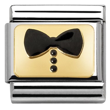 Nomination Glitter Nights Black Bow Tie Charm - Enamel