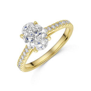 18ct Yellow Gold Lab Grown 1.50ct Oval Diamond Shoulders 1.75tw