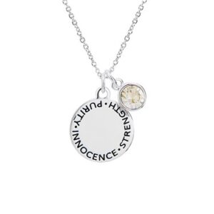 Karma April Birthstone Necklace – Silver