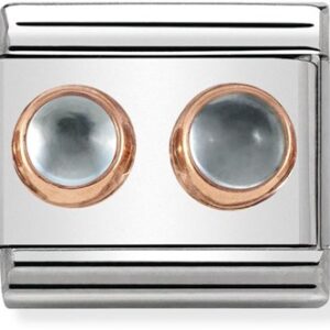 Nomination Rose Gold Blue Topaz Double Stone Attraction