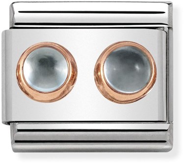 Nomination Rose Gold Blue Topaz Double Stone Attraction