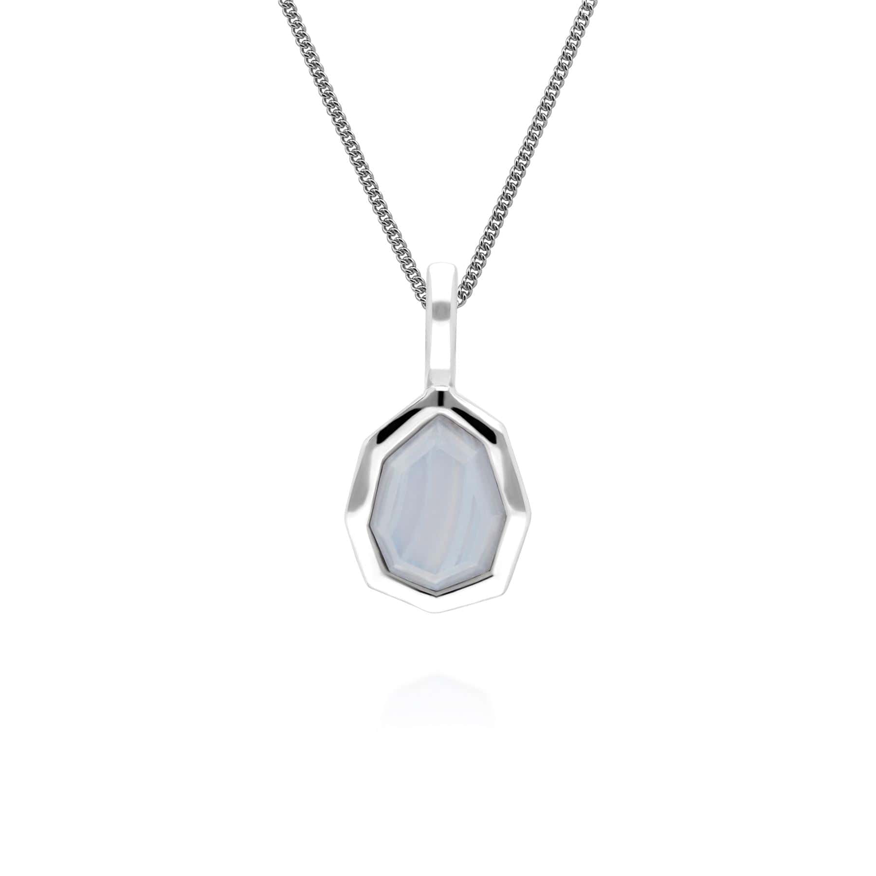 Irregular B Gem Blue Lace Agate Pendant in Sterling Silver