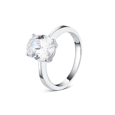 Argento Silver CZ Round Square Ring - 54