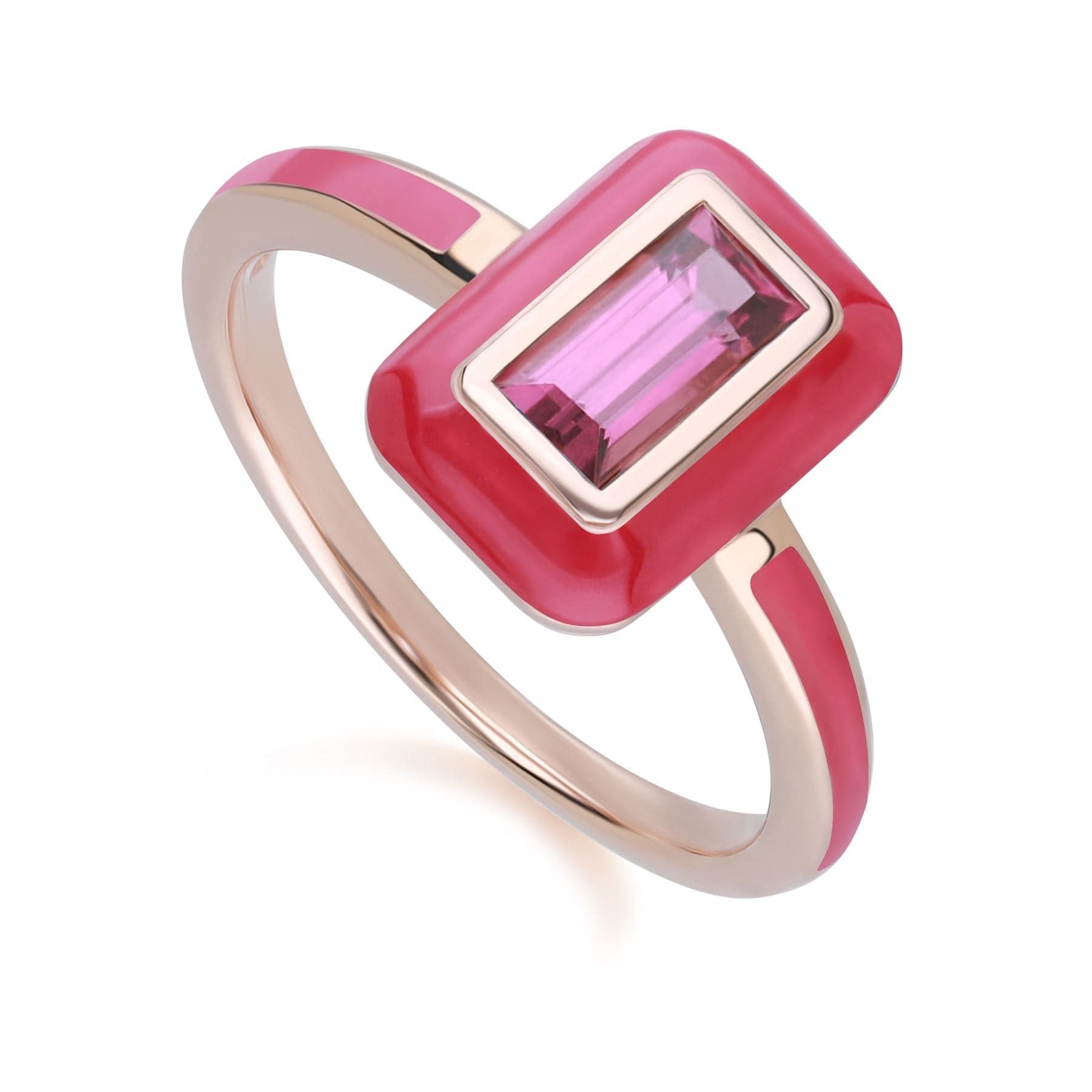 Siberian Waltz Purple Teeth & Baguette Rhodolite Ring in Rose Gold Plated Sterling Silver