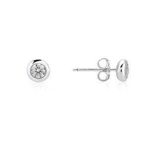 Argento Silver Simple Solitaire Stud Earrings